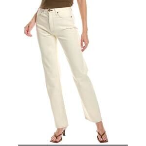 Rag & Bone Alex High Rise Straight Organic Cotton Ecru Jeans 23 Cream